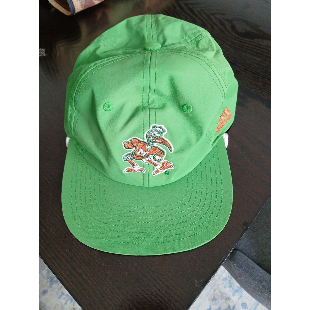 Adidas University Of Miami Hurricanes Rope Adjustable Baseball Cap Hat Green
